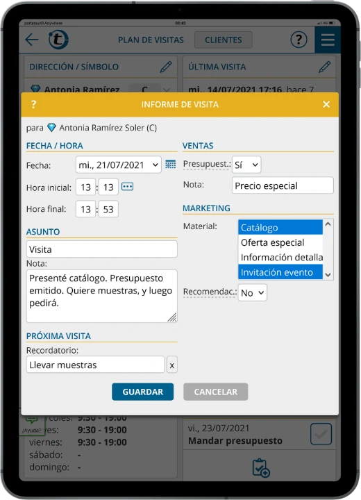 La documentación es más fácil que nunca: se realiza después de cada visita en su dispositivo móvil en cuestión de segundos