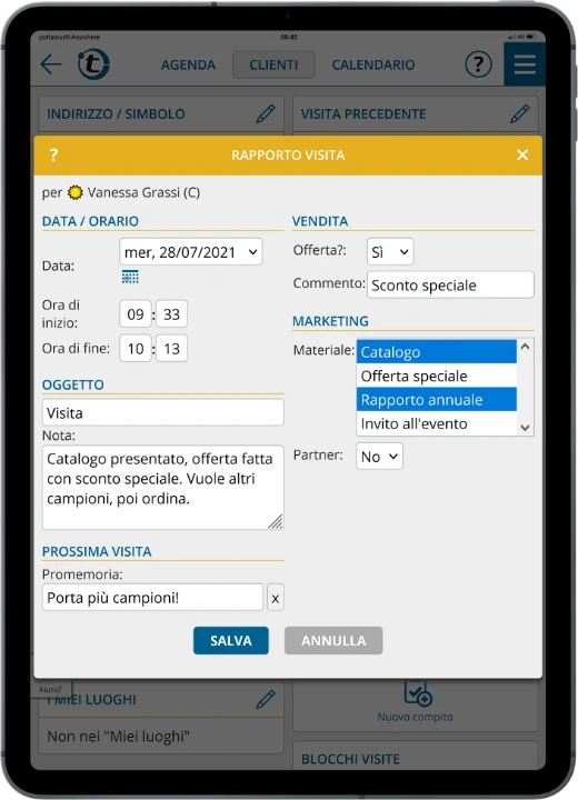 La documentazione non è mai stata così facile: si sbriga in pochi secondi sul tuo dispositivo mobile dopo ogni visita