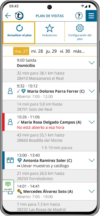 Update your schedule within seconds to receive an adapted route that fits your current circumstances