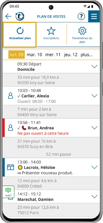 Update your schedule within seconds to receive an adapted route that fits your current circumstances