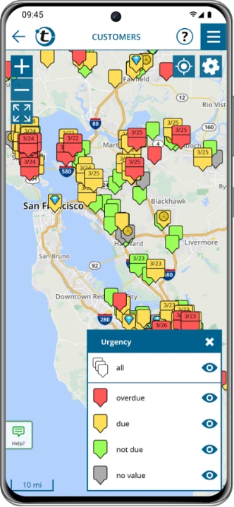 View your customers on the Priority Map to get the overview of your territory