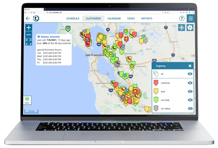 View your customers on the Priority Map to get the overview of your territory