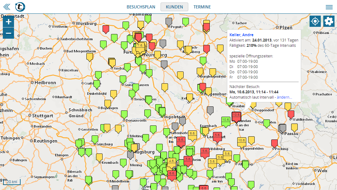 Mappoint Alternative: Kunden auf Landkarte darstellen mit portatour®