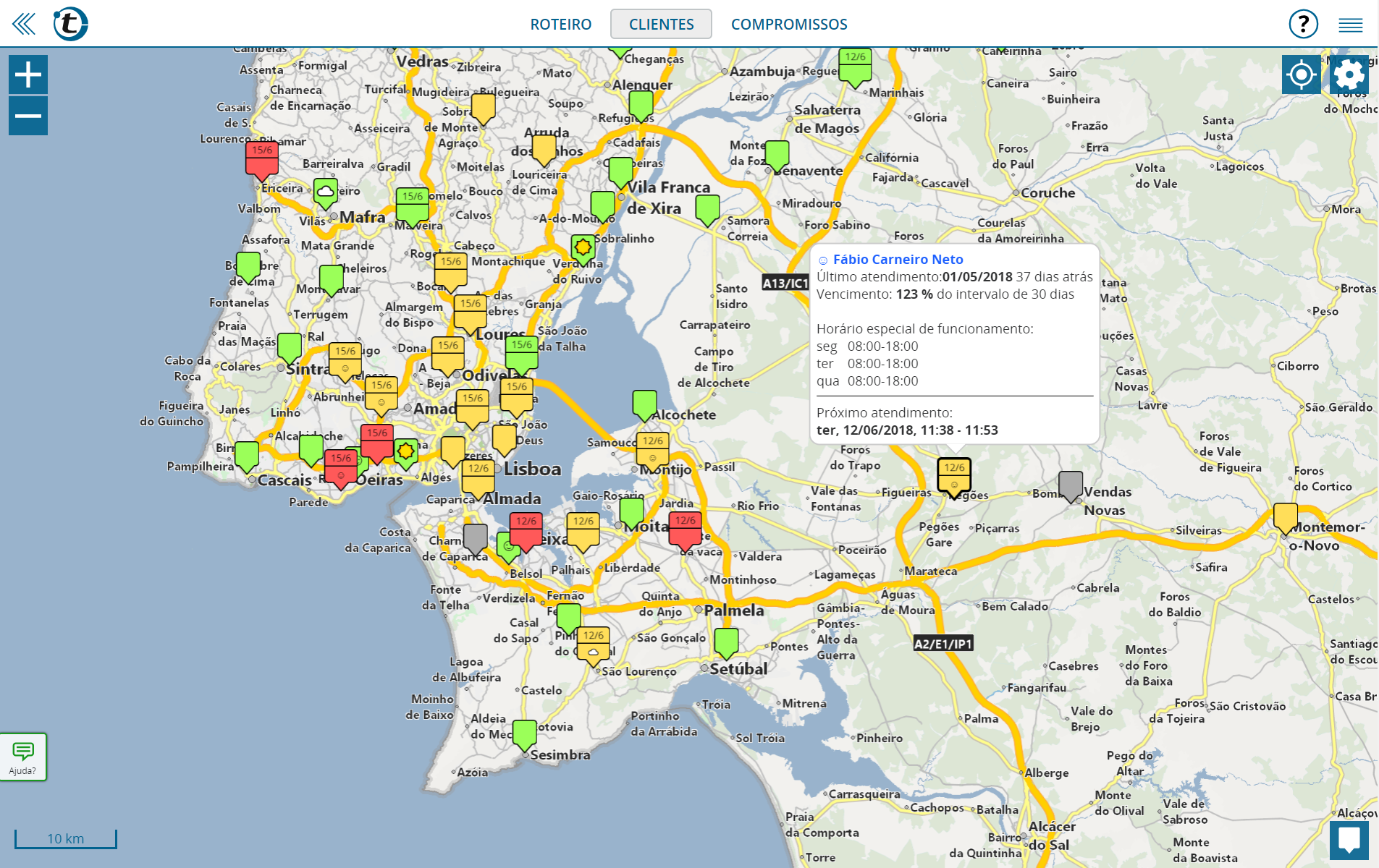 portatour®: uma alternativa para o Mappoint, com visualização de clientes em mapa