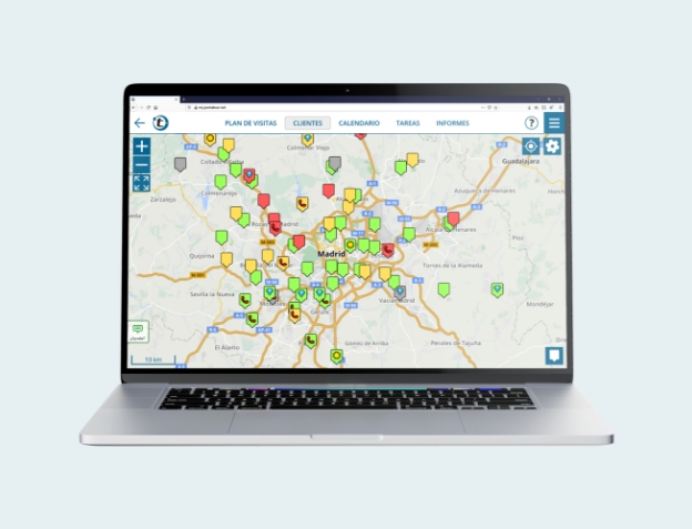 Mostrar clientes en un mapa para geomarketing y planificación de rutas.