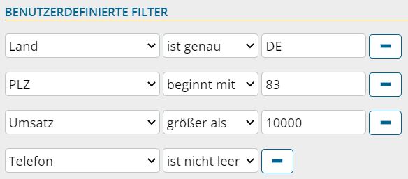 Benutzerdefinierte Filter mit PLZ für Kunden auf Landkarte