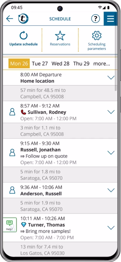 Your visit schedule on your phone