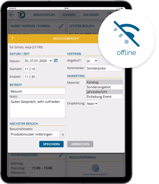 Offline-Nutzung der poratour® App