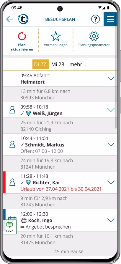 Besuchsplanung mit der portatour App®