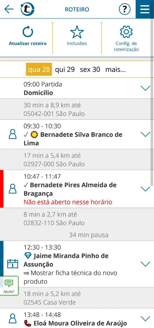 Captura de tela de um site roteiro de atendimento do portatour<sup>®</sup>