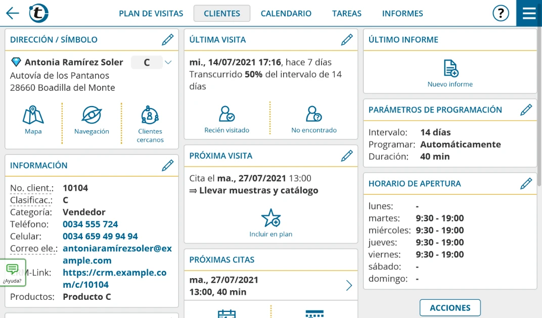 Dashboard de portatour<sup>®</sup>