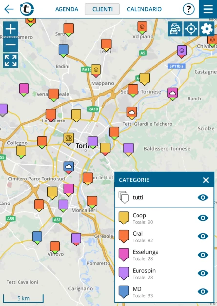 Visualizzazione dei supermercati nell'app portatour<sup>®</sup>