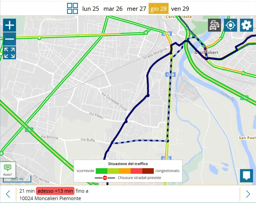 portatour<sup>®</sup> Screenshot Traffico attuale