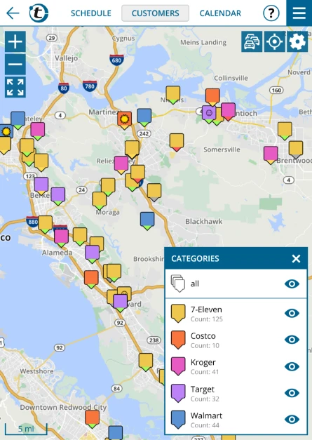 Display of supermarkets in the portatour<sup>®</sup> app