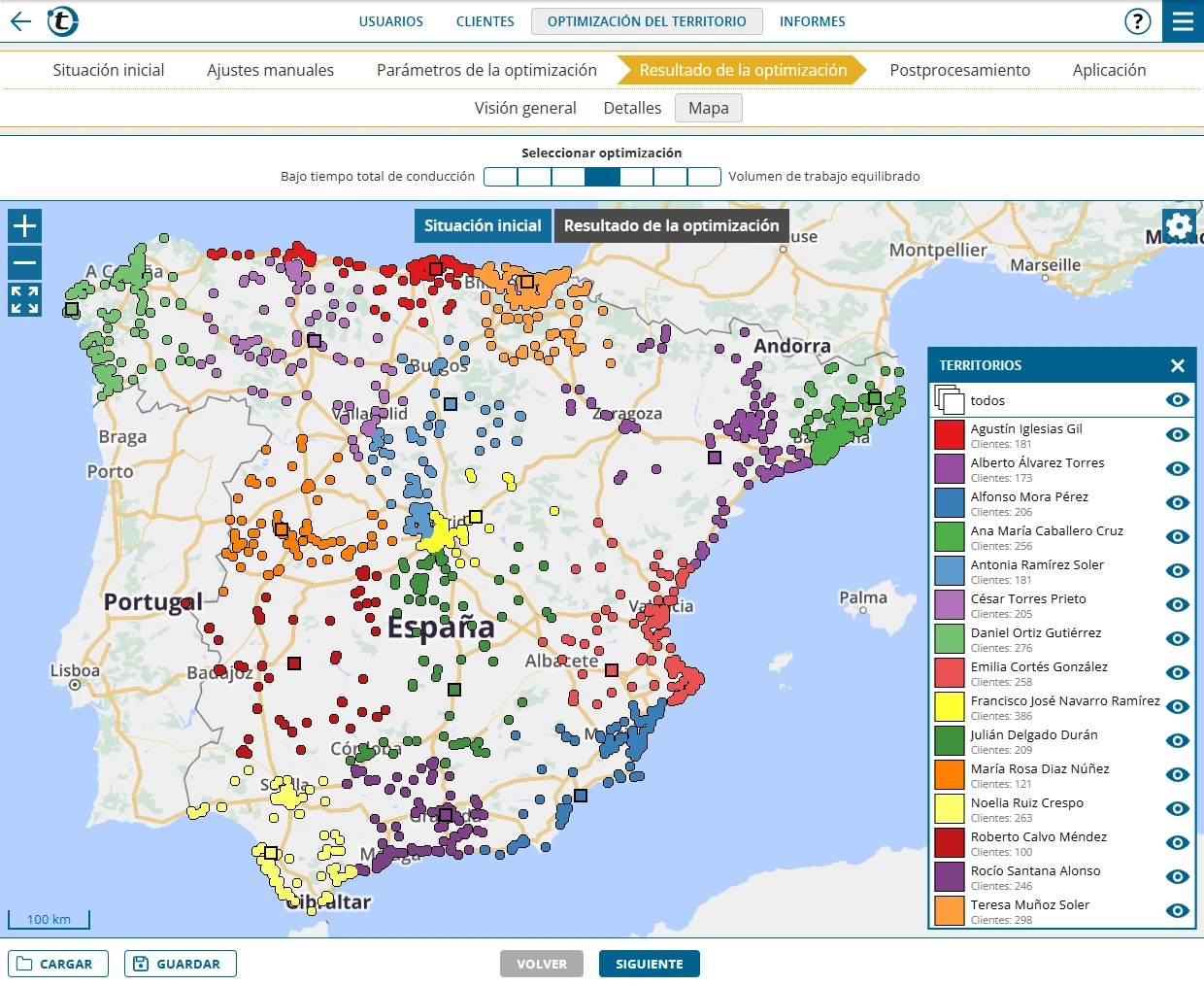 Visión general completa gracias a la optimización de territorios de portatour<sup>®</sup>