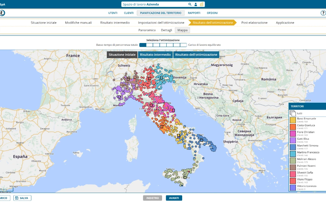 Panoramica completa grazie all'ottimizzazione dei territori di portatour<sup>®</sup>