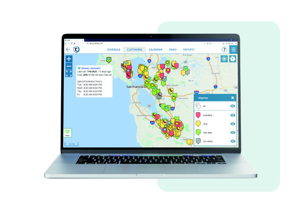 Screenshot portatour® Route Planner - map and urgency 